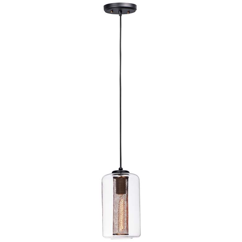 Maxim Firefly 6" Wide Black and Satin Brass Mini Pendant
