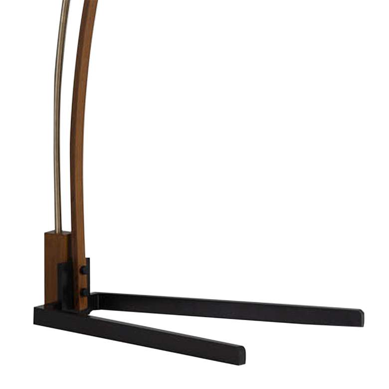 Melmar Weathered Brass and Dark Brown Wood Arc Floor Lamp