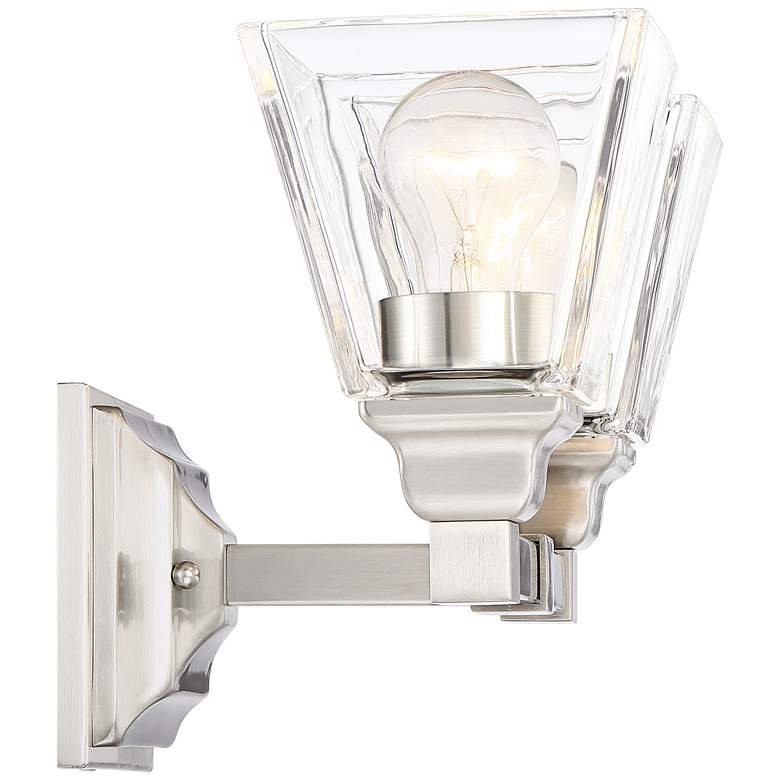 Mencino 12 3/4" Wide Satin Nickel and Clear Glass Bath Light