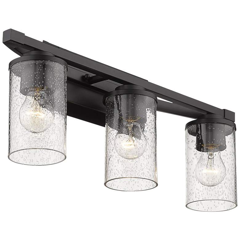 Mercer 22" Wide Matte Black Metal 3-Light Bath Light