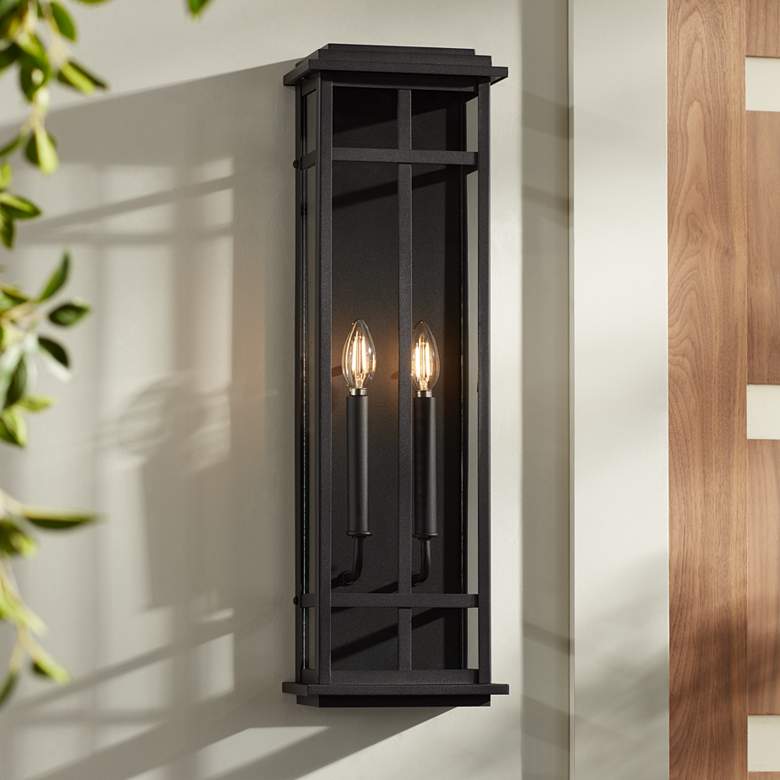 Metrix 26" High Black 2-Light Rectangular Outdoor Wall Light