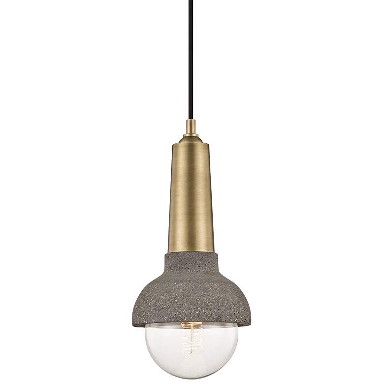 Mitzi Macy 6" Wide Aged Brass and Concrete Mini Pendant