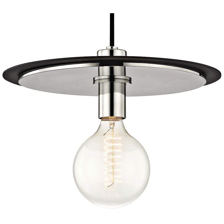 Mitzi Milo 14" Wide Polished Nickel and Black Pendant Light