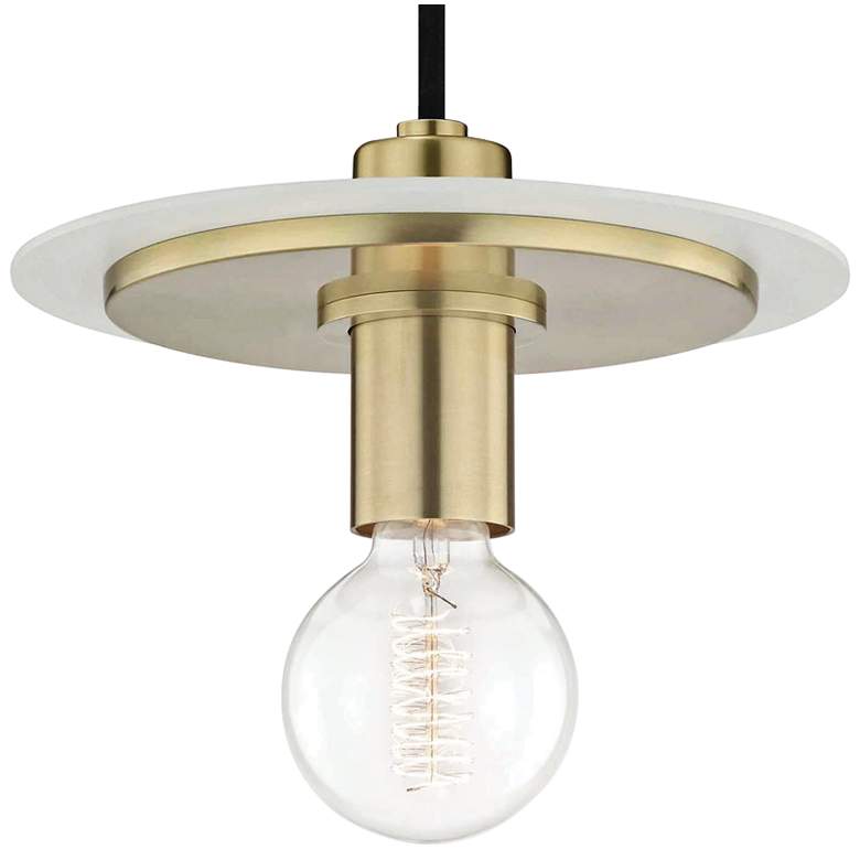 Mitzi Milo 9" Wide Aged Brass and White Mini Pendant
