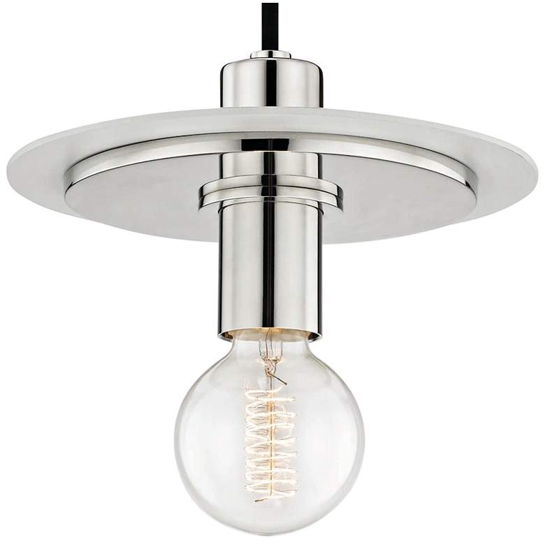 Mitzi Milo 9" Wide Polished Nickel and White Mini Pendant