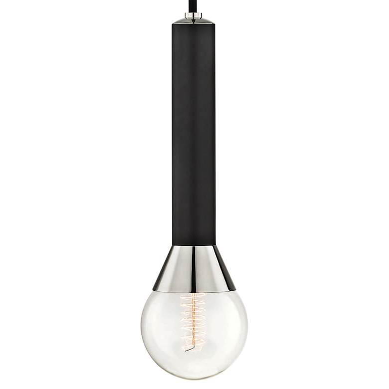 Mitzi Via 5" Wide Polished Nickel and Black Mini Pendant