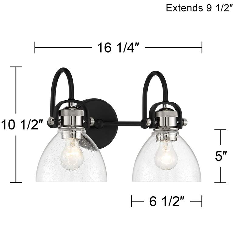 Monico 10 1/2"H Matte Black and Nickel 2-Light Wall Sconce