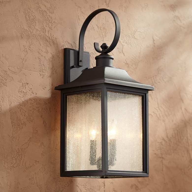 Moray Bay 24" High Black 3-Bulb Traditional Outdoor Wall Light Lantern