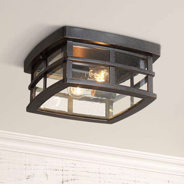 Neri 12" Wide Oil-Rubbed Bronze Outdoor Ceiling Light