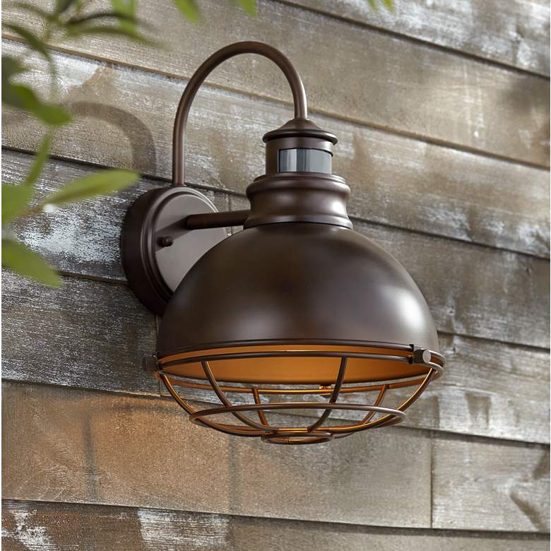 Norton 14" High Bronze Caged RLM Outdoor Wall Light