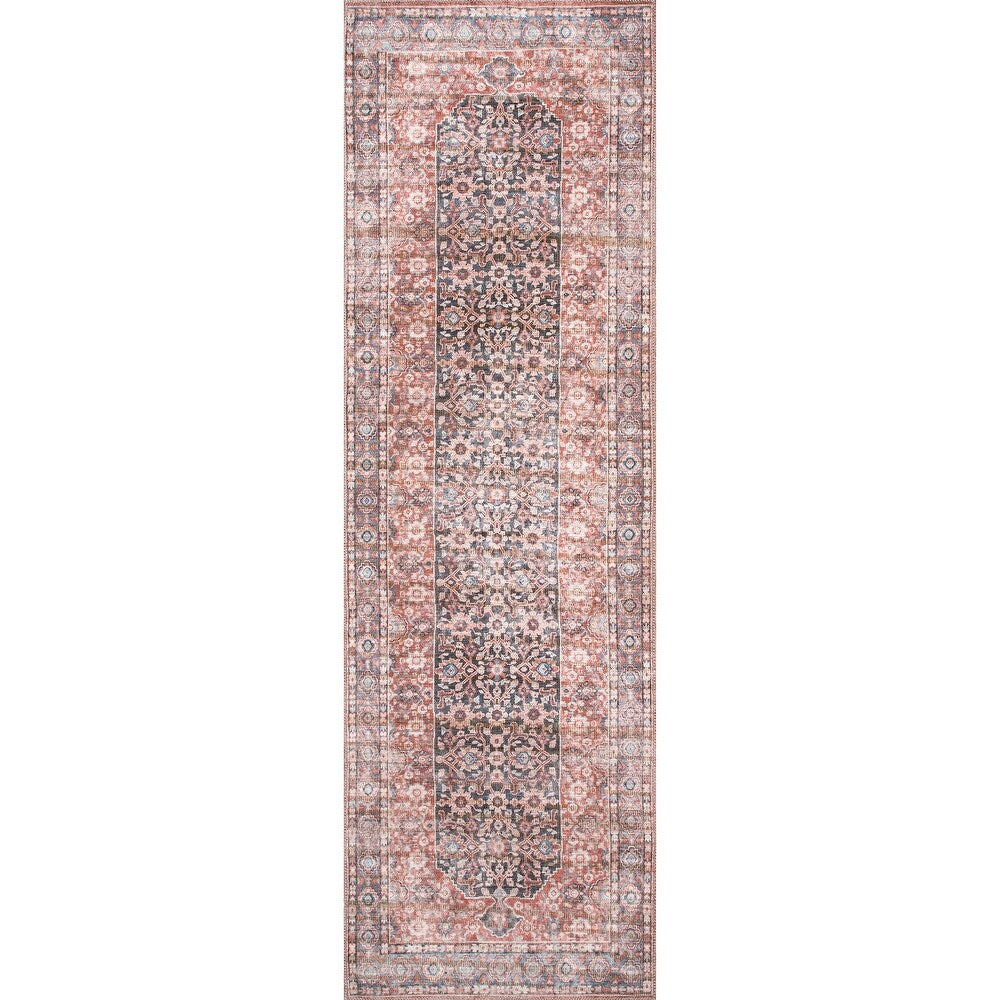 Darcey Machine Washable Traditional Floral Medallion Area Rug