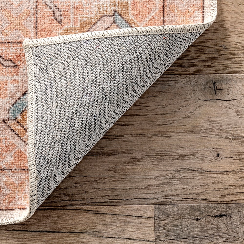 Dawson Machine Washable Distressed Medallion Area Rug