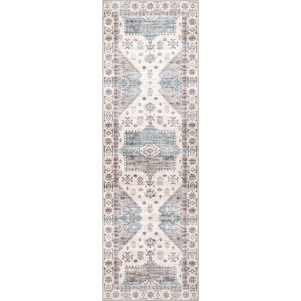 Emani Machine Washable Medallion Area Rug