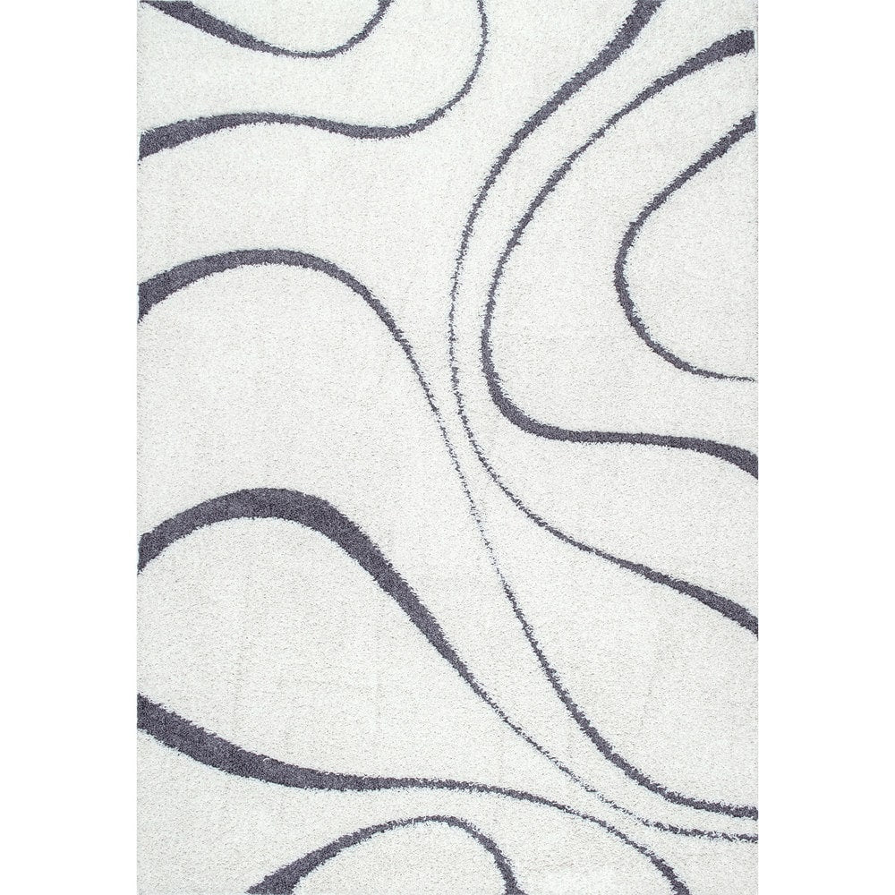 Ivory Gray Soft Plush Shag Area Rug