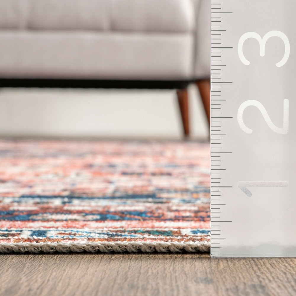 Nevaeh Machine Washable Bohemian Medallion Area Rug