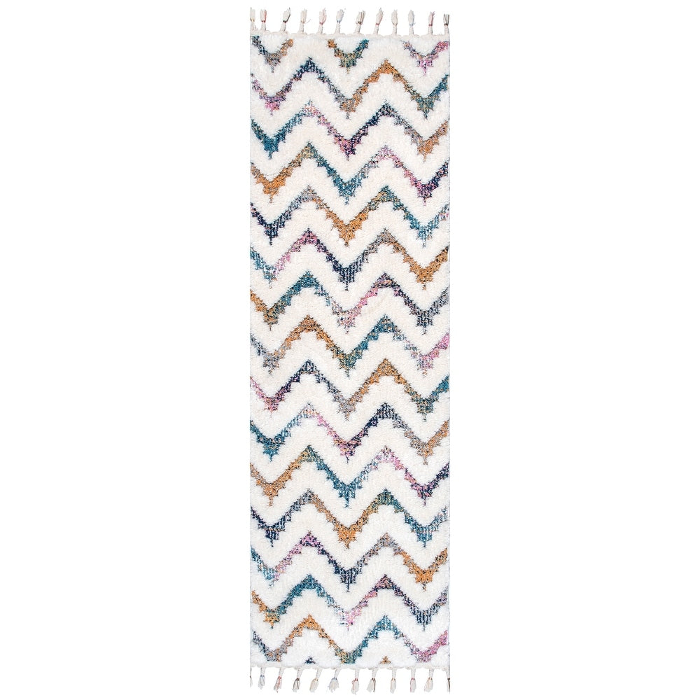 Geometric Rumi High-Low Chevron Tassel Area Rug