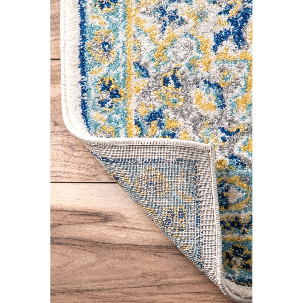 Vintage Persian Floral Ivory Blue Soft Area Rug