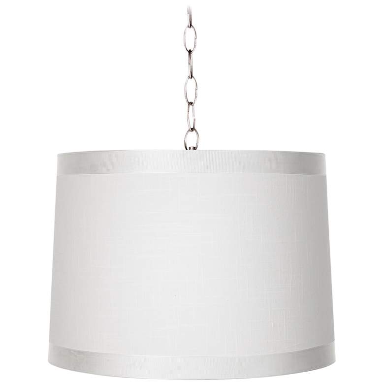 Off-White Drum 14" Wide Brushed Nickel Shaded Pendant