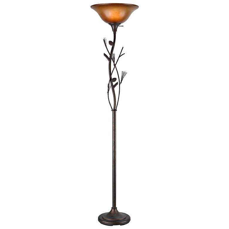 Pine Cone Bronze Finish Torchiere Floor Lamp
