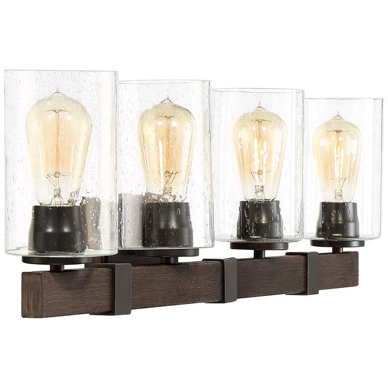 Poetry Collection 33 3/4" Wide Wood Grain 4-Light Bath Light