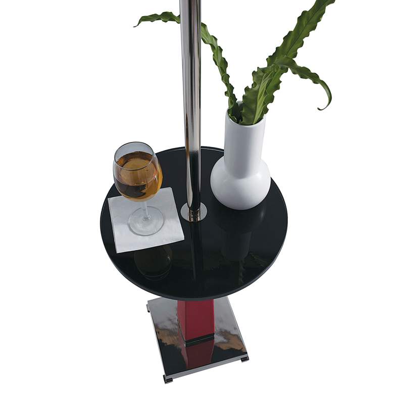 Port 68 Cairo Red and Nickel Floor Lamp with Tray Table