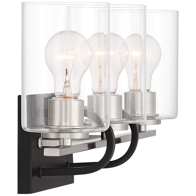 Possini Euro Annuo 20" Wide Black and Satin Nickel 3-Light Bath Light