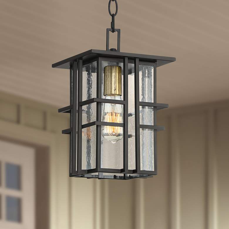 Possini Euro Arley 12 1/2" High Black Outdoor Hanging Light
