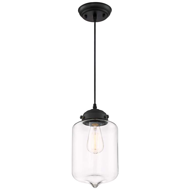 Possini Euro Calico 7" Wide Black Glass Mini Pendant