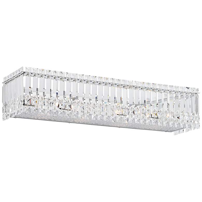 Possini Euro Crystal Columns 30" Wide Chrome Bath Light