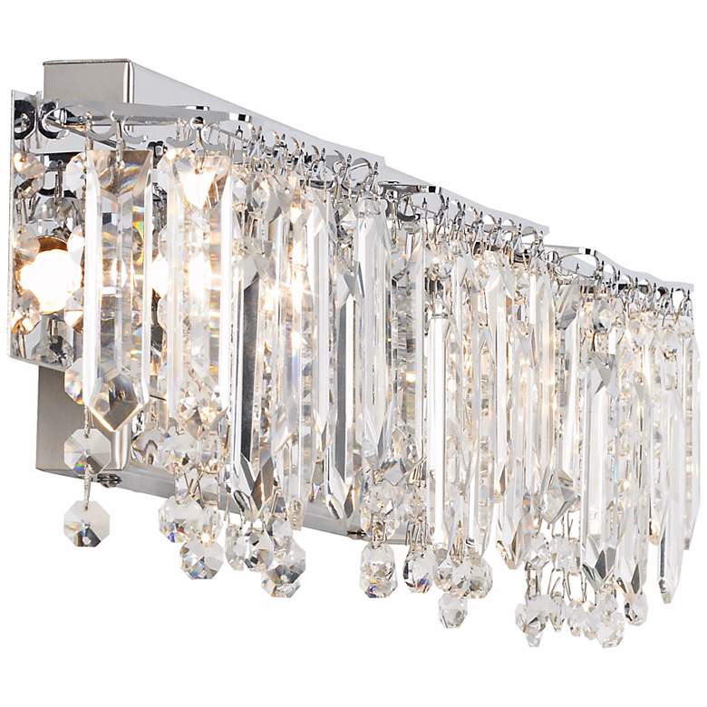 Possini Euro Crystal Strand 25 3/4" Wide Modern Chrome Bath Light