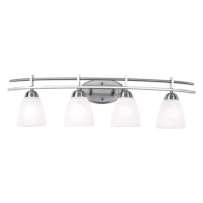 Possini Euro Deco 33" Wide Brushed Nickel 4-Light Bath Light