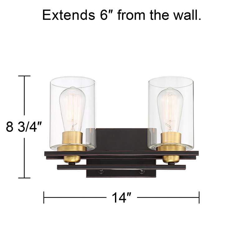 Possini Euro Demy 14"W Bronze and Gold 2-Light Bath Light