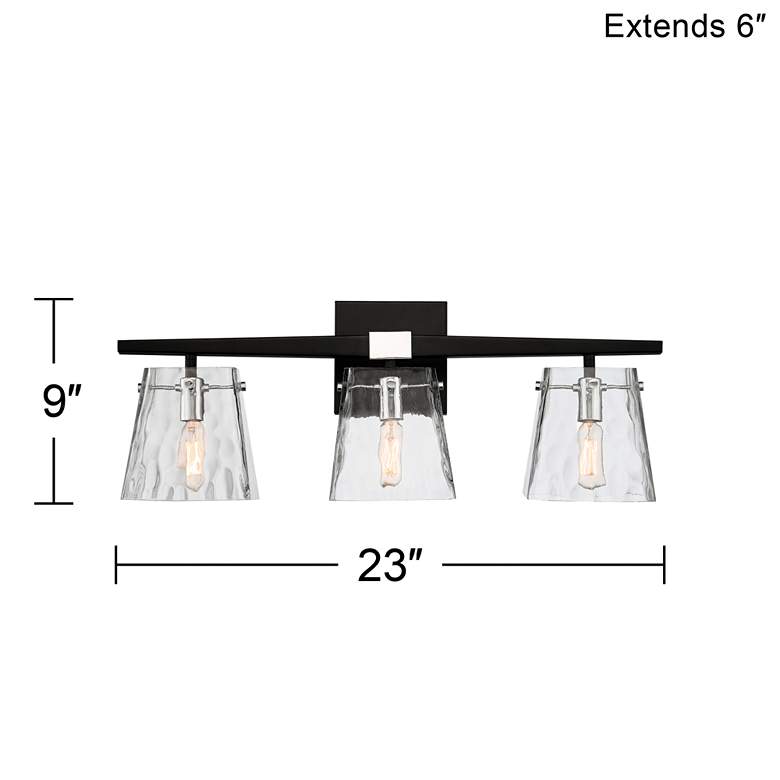 Possini Euro Ena 23" Wide Black and Glass 3-Light Bath Bar Light
