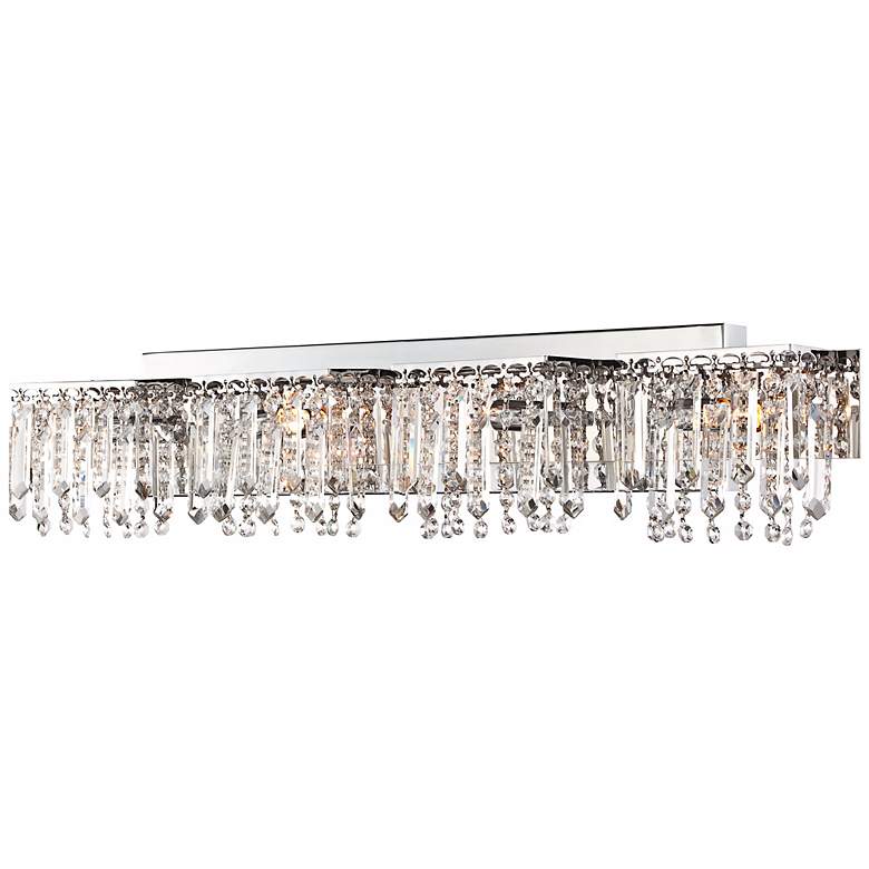 Possini Euro Hanging Crystal 33 3/4" Wide Chrome LED Bath Light