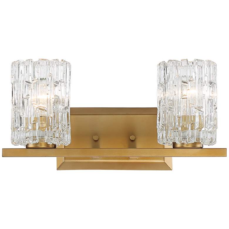 Possini Euro Icelight 16"W Ice Glass and Warm Brass Bath Light