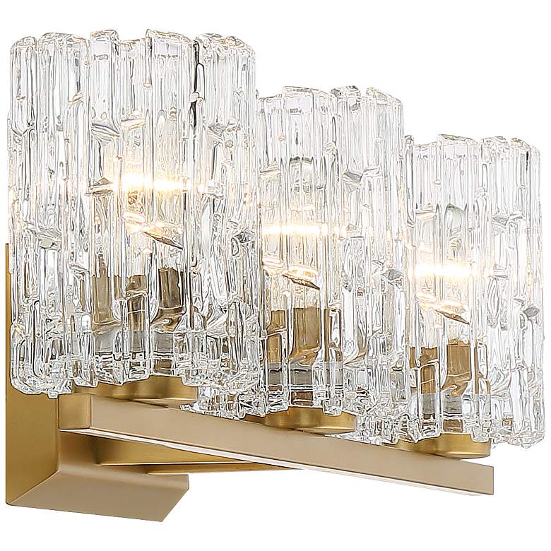Possini Euro Icelight 25" Wide Ice Glass and Gold Bath Light