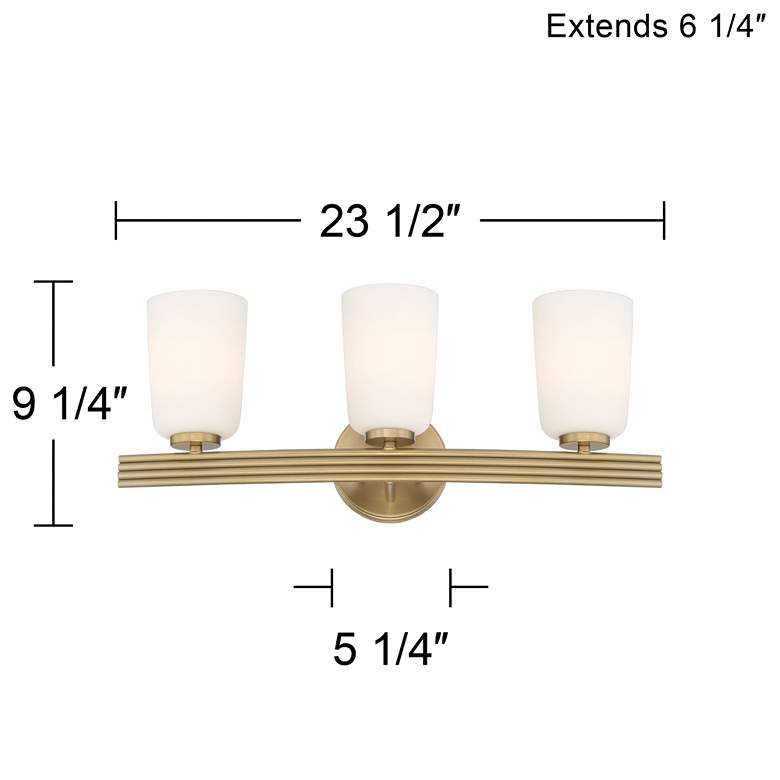 Possini Euro Kindred 23 1/2" Warm Brass Opal Glass 3-Light Bath Light