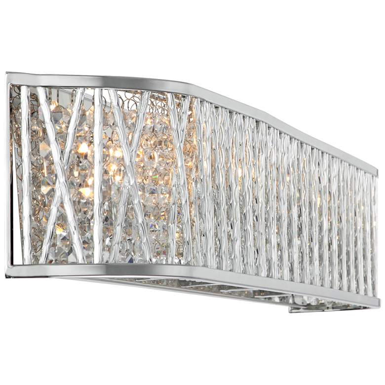 Possini Euro Woven Laser Cut 36" Wide Chrome Bath Light