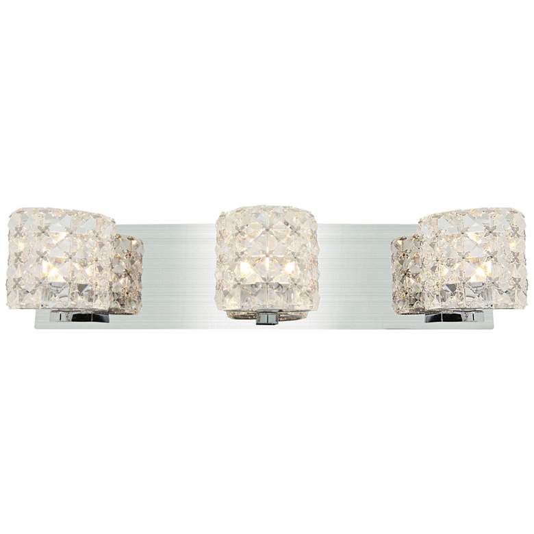 Prizm 20" Wide Chrome and Crystal 3 Light Bath Light