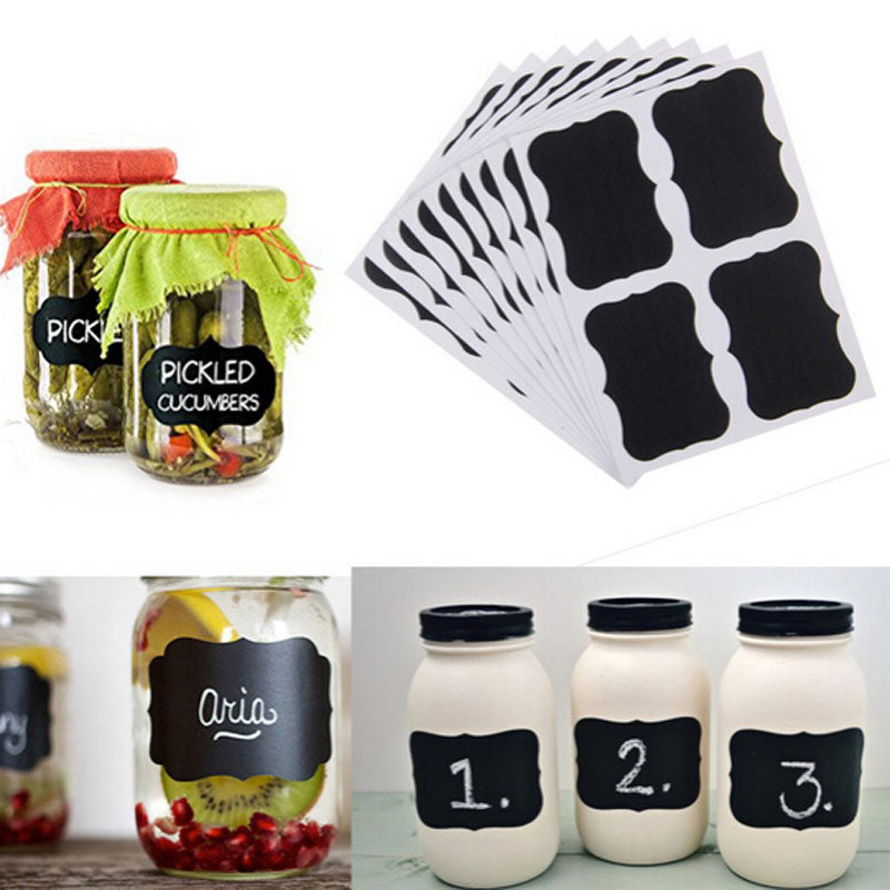 Fancy Black Board Kitchen Decal Jar Labels - 36pcs