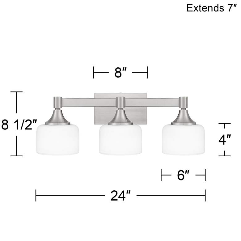 Quoizel Ladson 24" Wide Brushed Nickel 3-Light Bath Light