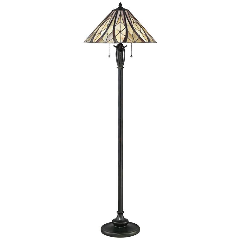 Quoizel Victory Tiffany-Style Bronze 2-Light Floor Lamp