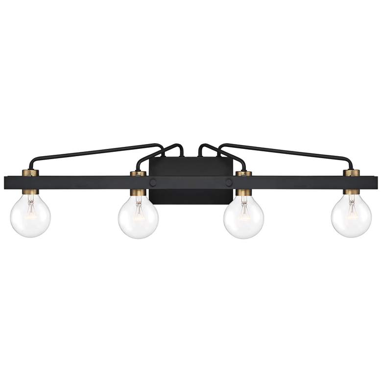 Ravella 33 1/4" Wide Black and Brass 4-Light Modern Vanity Bath Light