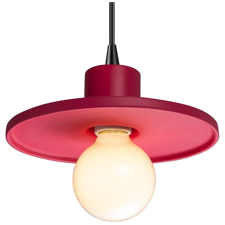 Saucer Pendant - Cerise - Black Cord