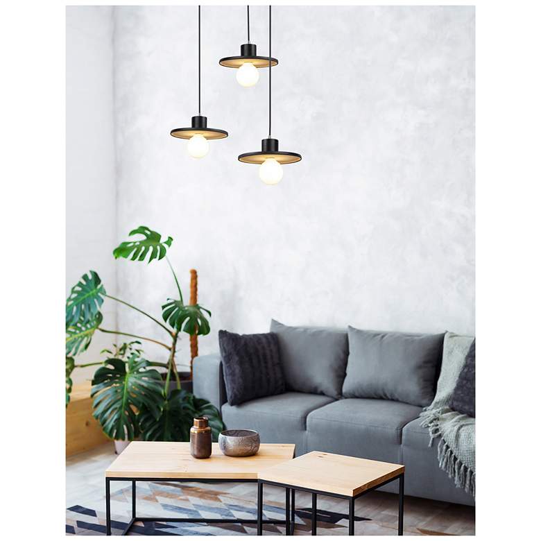 Saucer Pendant - MB Gold - BN-Black Cord