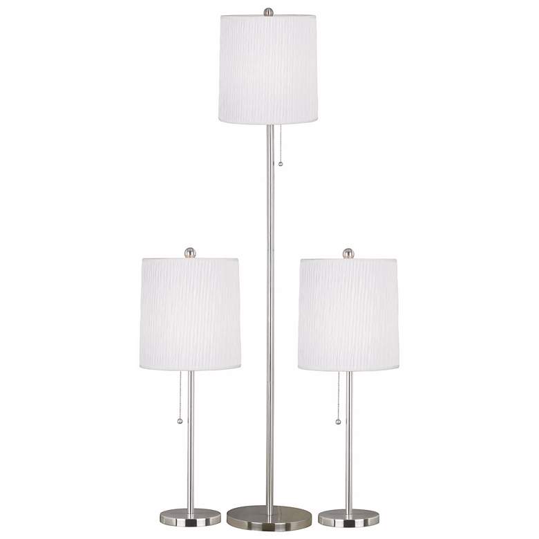 Set of 3 Selma Brushed Steel Floor and Table Lamps