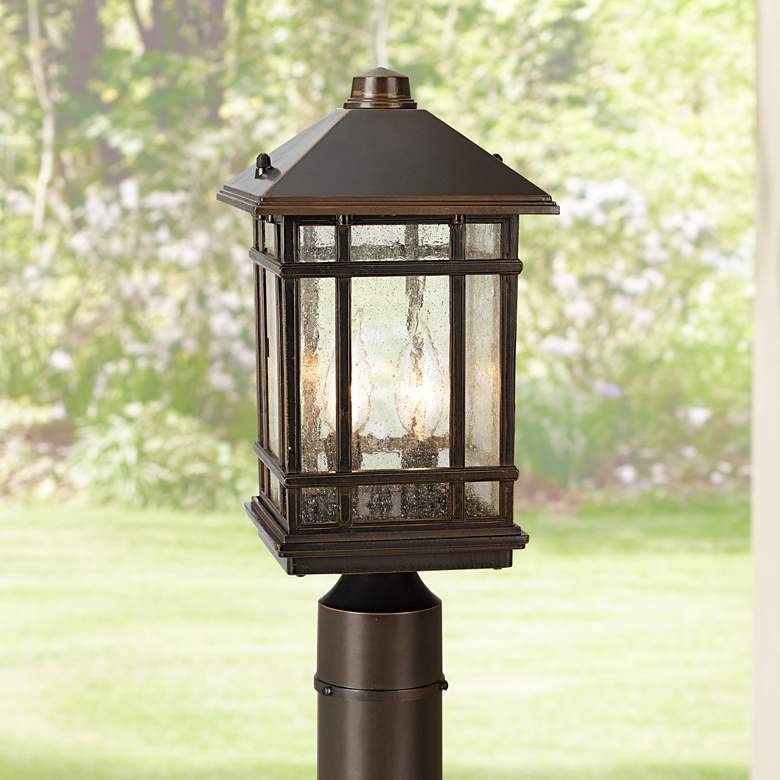 Sierra Craftsman 14" High Bronze Post Light with Pier Mount Adaptor