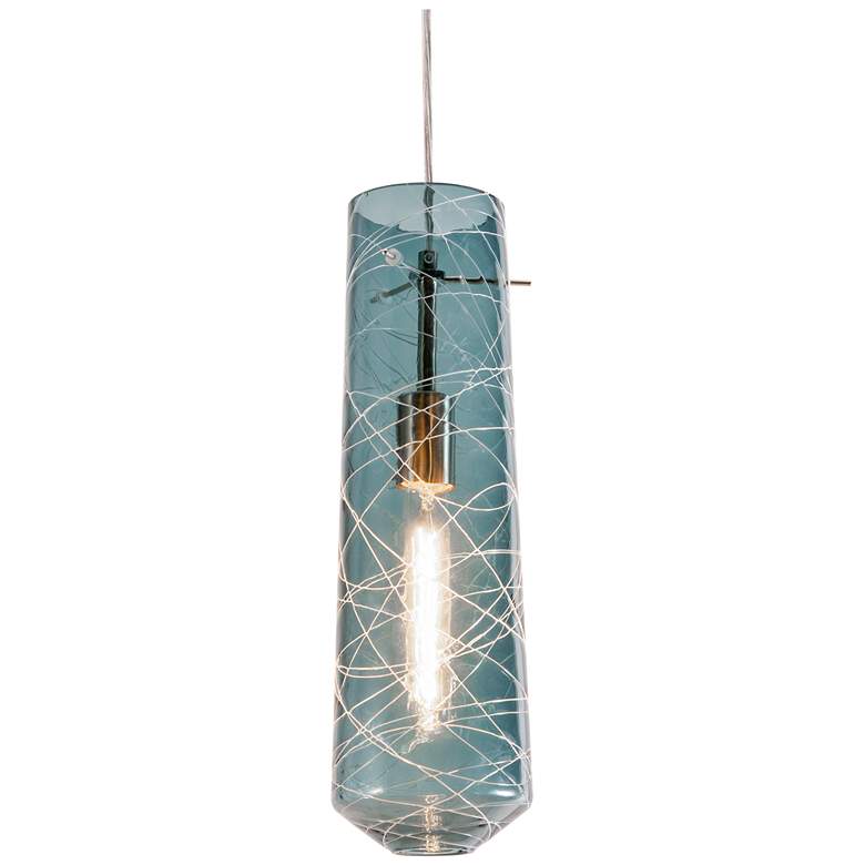 Spun Pendant - Satin Nickel - Steel Blue