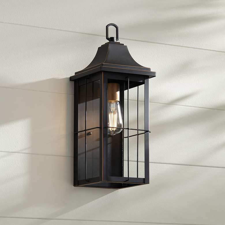 Sunderland 18 1/2" High Black Finish Steel Outdoor Wall Light