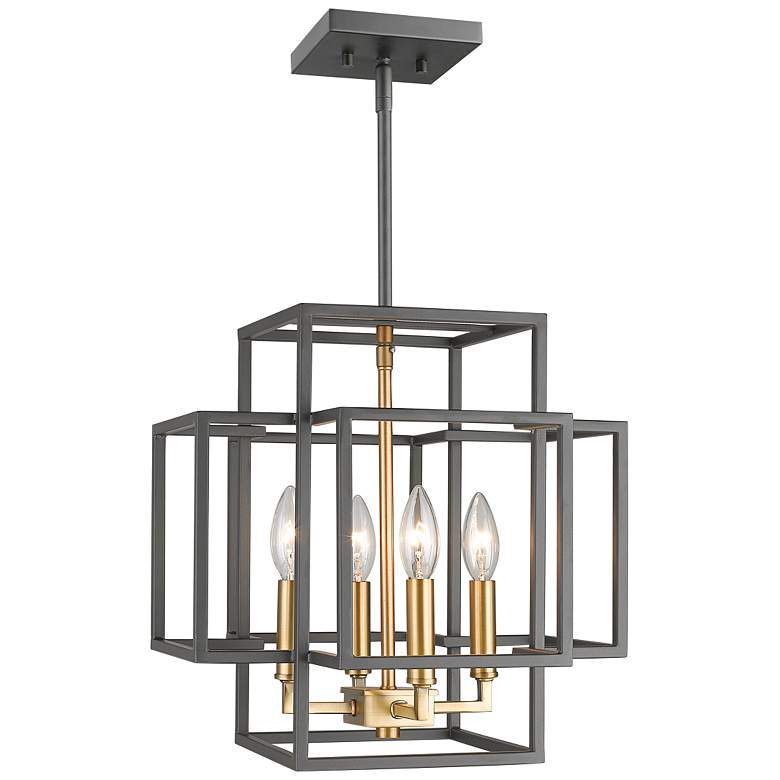 Titania 14" Wide Bronze and Olde Brass 4-Light Pendant